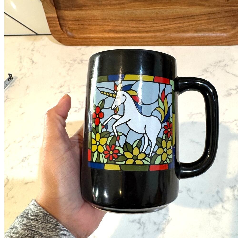 vintage ceramic unicorn coffee mug collectible by Otagiri made in Japan 70s